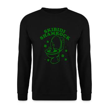 Skibidi Kleeblatt Skibidi Toilette St. Patrick's D - Unisex Pullover - Schwarz - Vorne - Alina (178cm) & Michal (187cm)