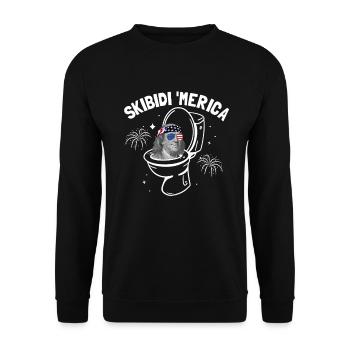 Skibidi 'Merica Ben Franklin Skibidi ToiletteBen F - Unisex Pullover - Schwarz - Vorne - Alina (178cm) & Michal (187cm)