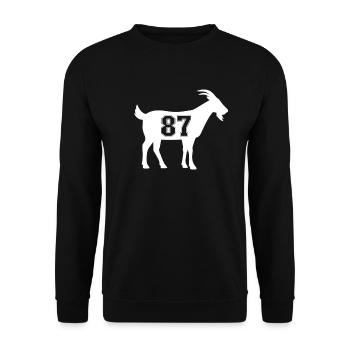 Ziege 87 G.O.A.T. Nummer siebenundachtzig ZiegHeme - Unisex Pullover - Schwarz - Vorne - Alina (178cm) & Michal (187cm)