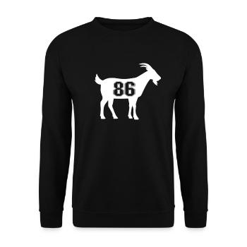 Ziege 86 G.O.A.T. Nummer sechsundachtzig Ziege - Unisex Pullover - Schwarz - Vorne - Alina (178cm) & Michal (187cm)