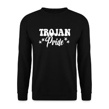 Trojan Pride High School Trojans Sports Team - Unisex Sweatshirt - black - Front - Alina (178cm) & Michal (187cm)