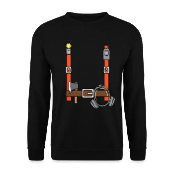 Firefighter costume, funny Halloween firefighter - Unisex Sweatshirt - black - Front - Alina (178cm) & Michal (187cm)