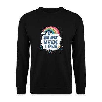 Es brennt, wenn ich pinkle. Lustig, sarkastisch, p - Unisex Pullover - Schwarz - Vorne - Alina (178cm) & Michal (187cm)