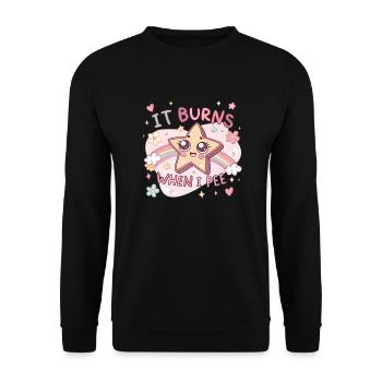 Es brennt, wenn ich pinkle. Lustig, sarkastisch, p - Unisex Pullover - Schwarz - Vorne - Alina (178cm) & Michal (187cm)