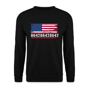86 47 Amerikanische Flagge 8647 Dezenter Anti-Trum - Unisex Pullover - Schwarz - Vorne - Alina (178cm) & Michal (187cm)