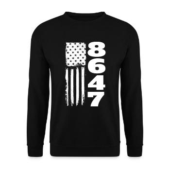 86 47 Amerikanische Flagge 8647 Dezenter Anti-Trum - Unisex Pullover - Schwarz - Vorne - Alina (178cm) & Michal (187cm)