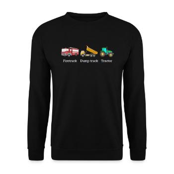 Fire truck, dump truck, tractor, discreet ant - Unisex Sweatshirt - black - Front - Alina (178cm) & Michal (187cm)