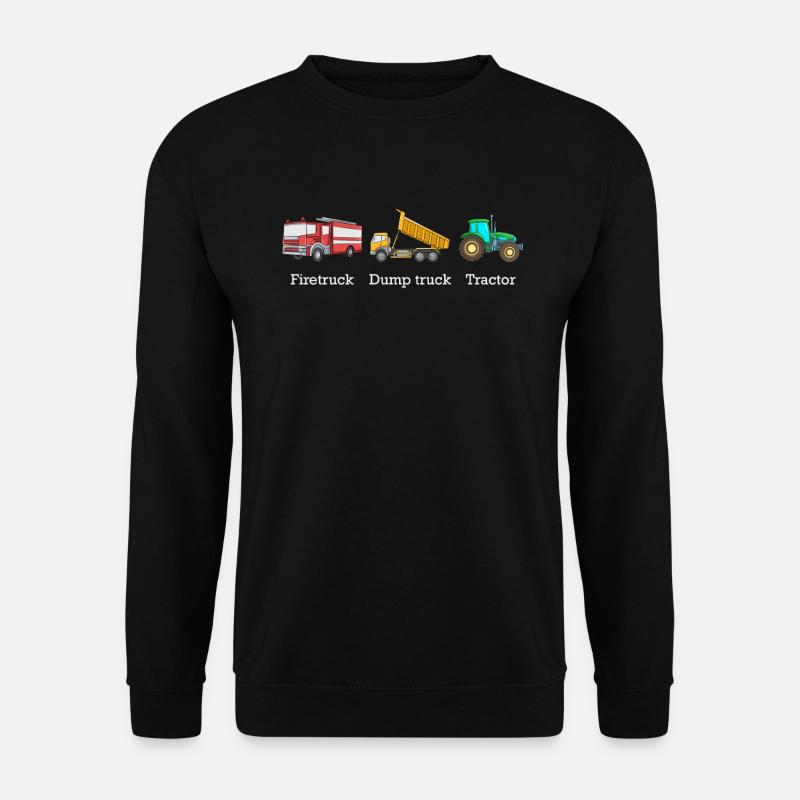 Fire truck, dump truck, tractor, discreet ant - Unisex Sweatshirt - black
