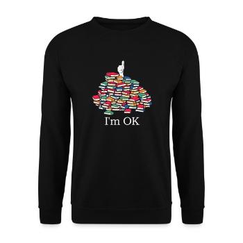Je vais bien, je lis des piles de livres, bibliothécaire - Sweat-shirt Unisexe - noir - Devant - Alina (178cm) & Michal (187cm)