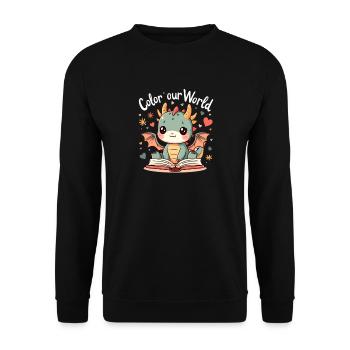Color Our World : Lecture d’été rat de bibliothèque pour S - Sweat-shirt Unisexe - noir - Devant - Alina (178cm) & Michal (187cm)