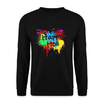 Festival der Farben Indien Hindu Happy Holi - Unisex Pullover - Schwarz - Vorne - Alina (178cm) & Michal (187cm)
