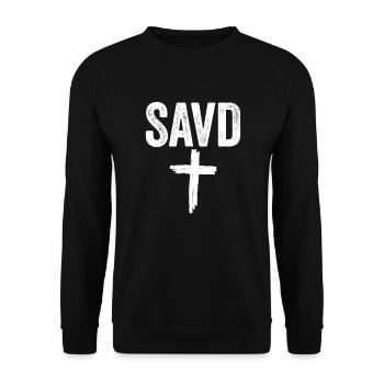 Gerettetes Kreuz, Bibel, christlicher Glaube, Jesu - Unisex Pullover - Schwarz - Vorne - Alina (178cm) & Michal (187cm)