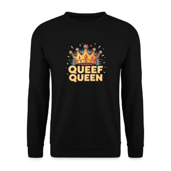 Queef Queen Ladies Vulgar Embarrassing Raunchy - Unisex Sweatshirt - black - Front - Alina (178cm) & Michal (187cm)