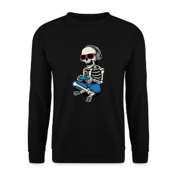 Gamer Skeleton Halloween Video Game Skeleton Gamer - Unisex Sweatshirt - black - Front - Alina (178cm) & Michal (187cm)