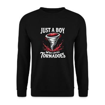 Nur ein Junge, der Tornados liebt, Sturmmeteorolog - Unisex Pullover - Schwarz - Vorne - Alina (178cm) & Michal (187cm)