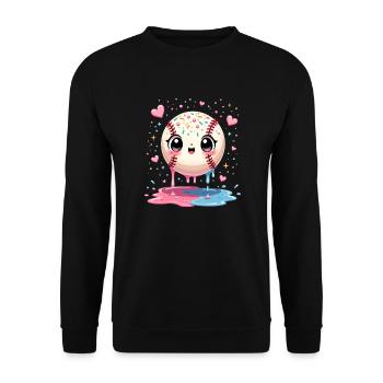 Baseball Kawaii Teen Baseball - Unisex Pullover - Schwarz - Vorne - Alina (178cm) & Michal (187cm)