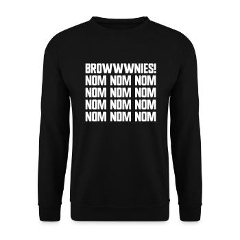 Brownies Nom Nom Nom Brownie Eater Brownie - Unisex Pullover - Schwarz - Vorne - Alina (178cm) & Michal (187cm)