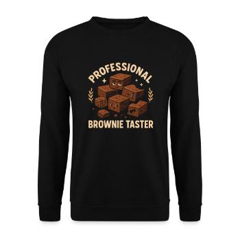Professioneller Brownie-Verkoster Brownie - Unisex Pullover - Schwarz - Vorne - Alina (178cm) & Michal (187cm)