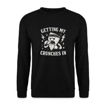 Meine Crunches im Fitnessstudio machen Lustige Chi - Unisex Pullover - Schwarz - Vorne - Alina (178cm) & Michal (187cm)