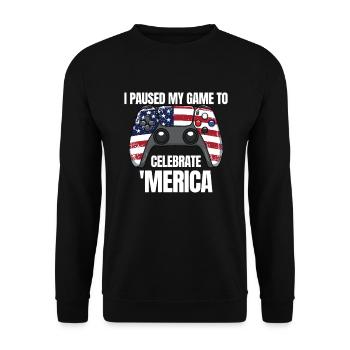 J’ai mis mon jeu en pause pour obtenir le Merica Gamer - Sweat-shirt Unisexe - noir - Devant - Alina (178cm) & Michal (187cm)