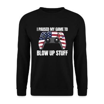 I've paused my game to put stuff in the air - Unisex Sweatshirt - black - Front - Alina (178cm) & Michal (187cm)