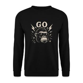 Go Ape Lustiger Gorilla Tierliebhaber Go Ape - Unisex Pullover - Schwarz - Vorne - Alina (178cm) & Michal (187cm)