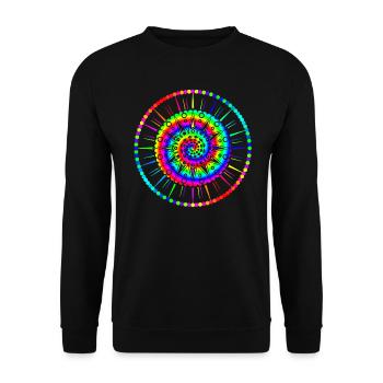 Bunte Regenbogen Mandalas & Sixties Flower Power - Unisex Pullover - Schwarz - Vorne - Alina (178cm) & Michal (187cm)