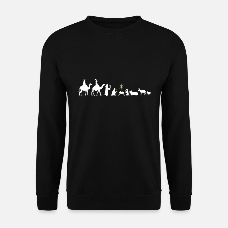 Krippe Weihnachten Evolution Weihnachtskrippe Fest - Unisex Pullover - Schwarz