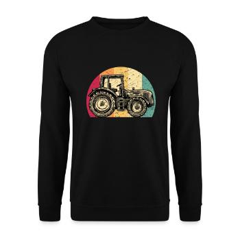 Traktor Bauer Landwirt Farmer Retro Look Geschenk - Unisex Pullover - Schwarz - Vorne - Alina (178cm) & Michal (187cm)