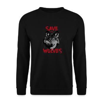 Rettet die Wölfe Tierschutz Wolf Anti Wolfsjagd - Unisex Pullover - Schwarz - Vorne - Alina (178cm) & Michal (187cm)