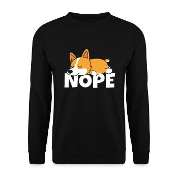 Nope Welsh Corgi Dog Lazy Lazy Fur Gift Idea - Unisex Sweatshirt - black - Front - Alina (178cm) & Michal (187cm)