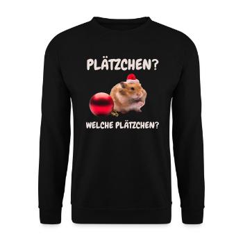 Hamster Weihnachten Plätzchen Weihnachtsgeschenk - Unisex Pullover - Schwarz - Vorne - Alina (178cm) & Michal (187cm)