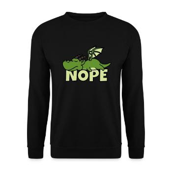 Dragon Comic Sleeping Nope Lazy Loafers Gift - Unisex Sweatshirt - black - Front - Alina (178cm) & Michal (187cm)
