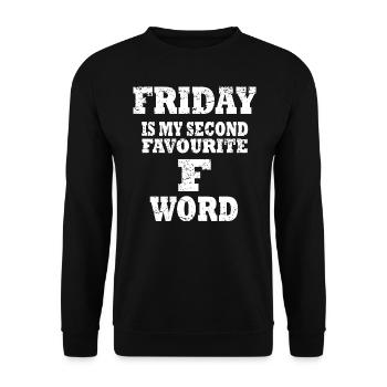 Friday F Word Favourite Spruch Lustig - Unisex Pullover - Schwarz - Vorne - Alina (178cm) & Michal (187cm)