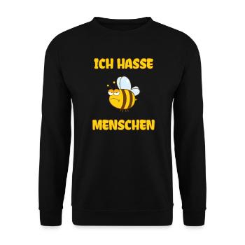 Ich Hasse Menschen Biene - Unisex Pullover - Schwarz - Vorne - Alina (178cm) & Michal (187cm)