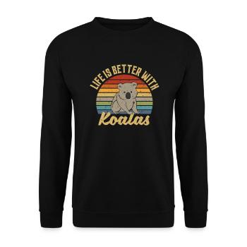 Koala retro life is better with koalas - Unisex Sweatshirt - black - Front - Alina (178cm) & Michal (187cm)