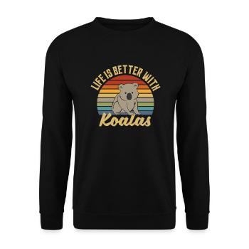 Koala retro life is better with koalas - Unisex Sweatshirt - black - Front - Alina (178cm) & Michal (187cm)