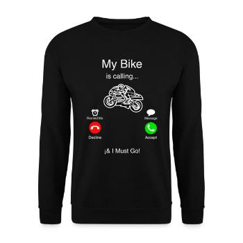 Ma moto m'appelle et je dois partir - Sweat-shirt Unisexe - noir - Devant - Alina (178cm) & Michal (187cm)