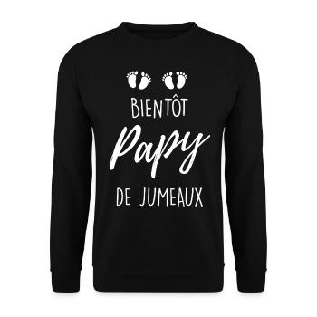 Papy de jumeaux naissance bébé - Sweat-shirt Unisexe - noir - Devant - Alina (178cm) & Michal (187cm)