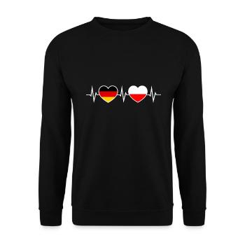 German-Pole Germany Poland Heart Heartbeat - Unisex Sweatshirt - black - Front - Alina (178cm) & Michal (187cm)