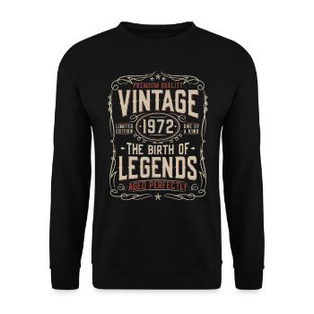 1972 Vintage Born Legends Vintage Birthday - Unisex Sweatshirt - black - Front - Alina (178cm) & Michal (187cm)