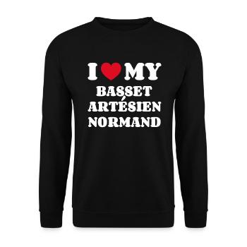 I Love My Basset Artésien Normand - Unisex Sweatshirt - black - Front - Alina (178cm) & Michal (187cm)