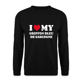J’adore mon Griffon Bleu de Gascogne - Sweat-shirt Unisexe - noir - Devant - Alina (178cm) & Michal (187cm)