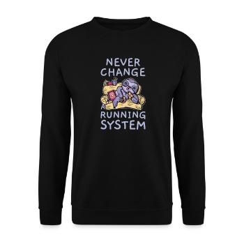 Never Change A Running System Fast Food Faultier - Unisex Pullover - Schwarz - Vorne - Alina (178cm) & Michal (187cm)