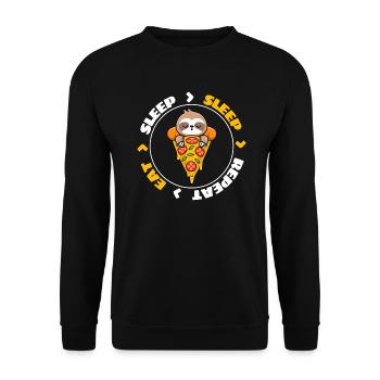 Sloth Pizza Manger Dormir Dormir Répéter - Sweat-shirt Unisexe - noir - Devant - Alina (178cm) & Michal (187cm)