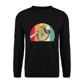 Retro Faultier - Unisex Pullover - Schwarz - Vorne - Alina (178cm) & Michal (187cm)