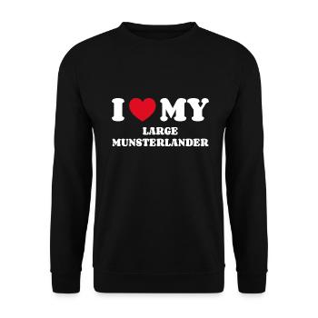I Love My Large Munsterlander - Unisex Pullover - Schwarz - Vorne - Alina (178cm) & Michal (187cm)
