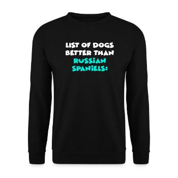 Russian Spaniels - Unisex Pullover - Schwarz - Vorne - Alina (178cm) & Michal (187cm)