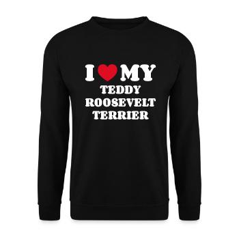 I Love My Teddy Roosevelt Terrier - Unisex Pullover - Schwarz - Vorne - Alina (178cm) & Michal (187cm)