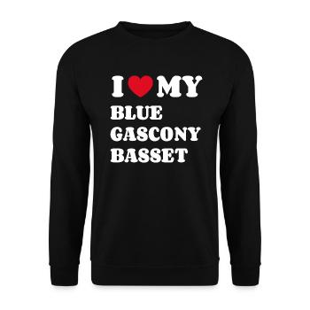 J’aime mon Basset bleu de Gascogne - Sweat-shirt Unisexe - noir - Devant - Alina (178cm) & Michal (187cm)